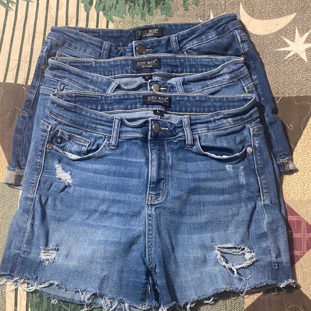 Judy Blue Distressed Blue Jean Shorts 3 pair lot